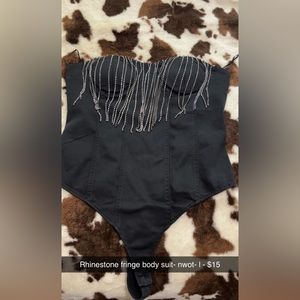 Rhinestone fringe bodysuit